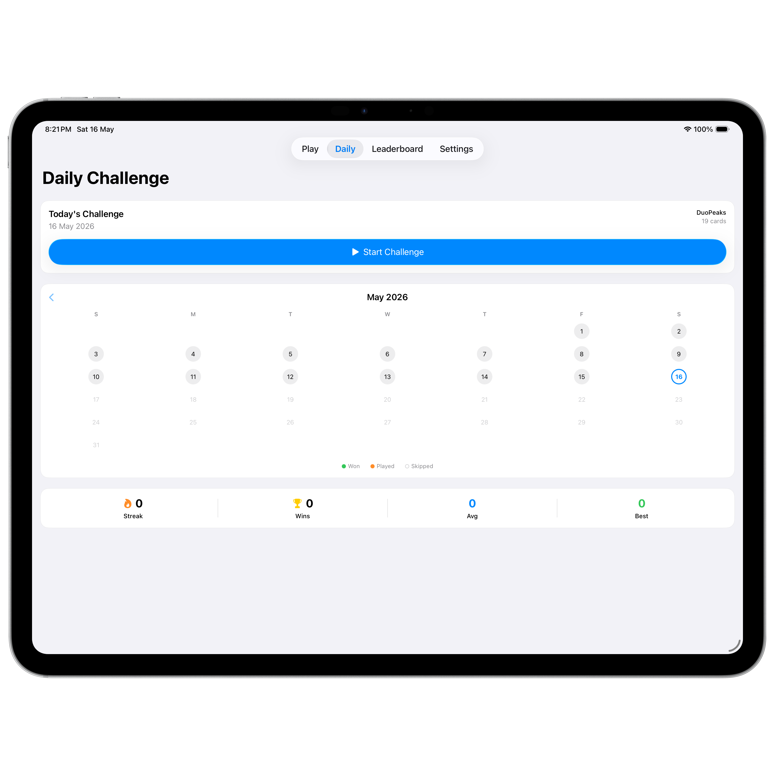 Solitaire Ultra iPad daily challenge