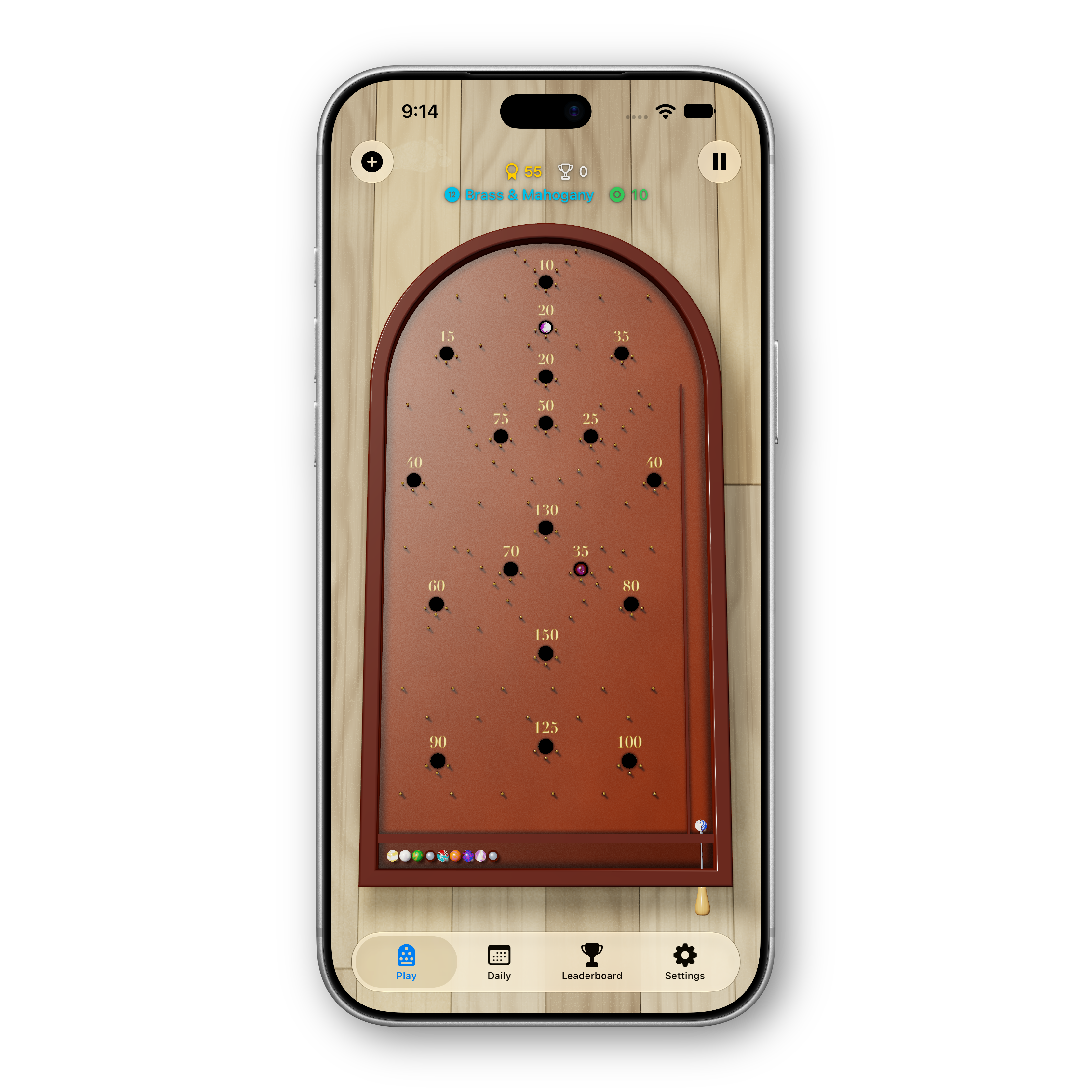 Bagatelle Ultra iPhone Brass & Mahogany board