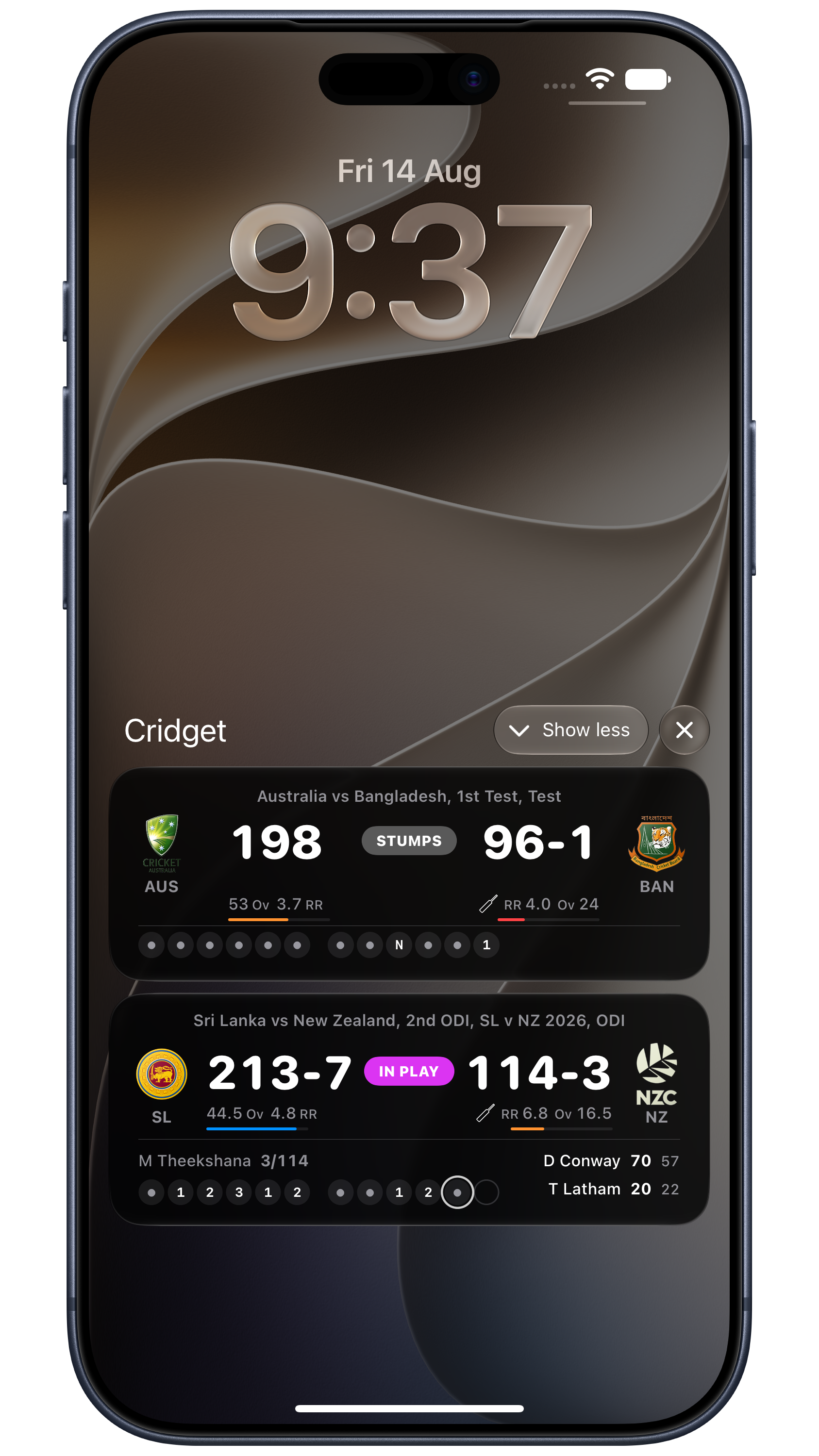 Cridget Live Activities on the Lock Screen
