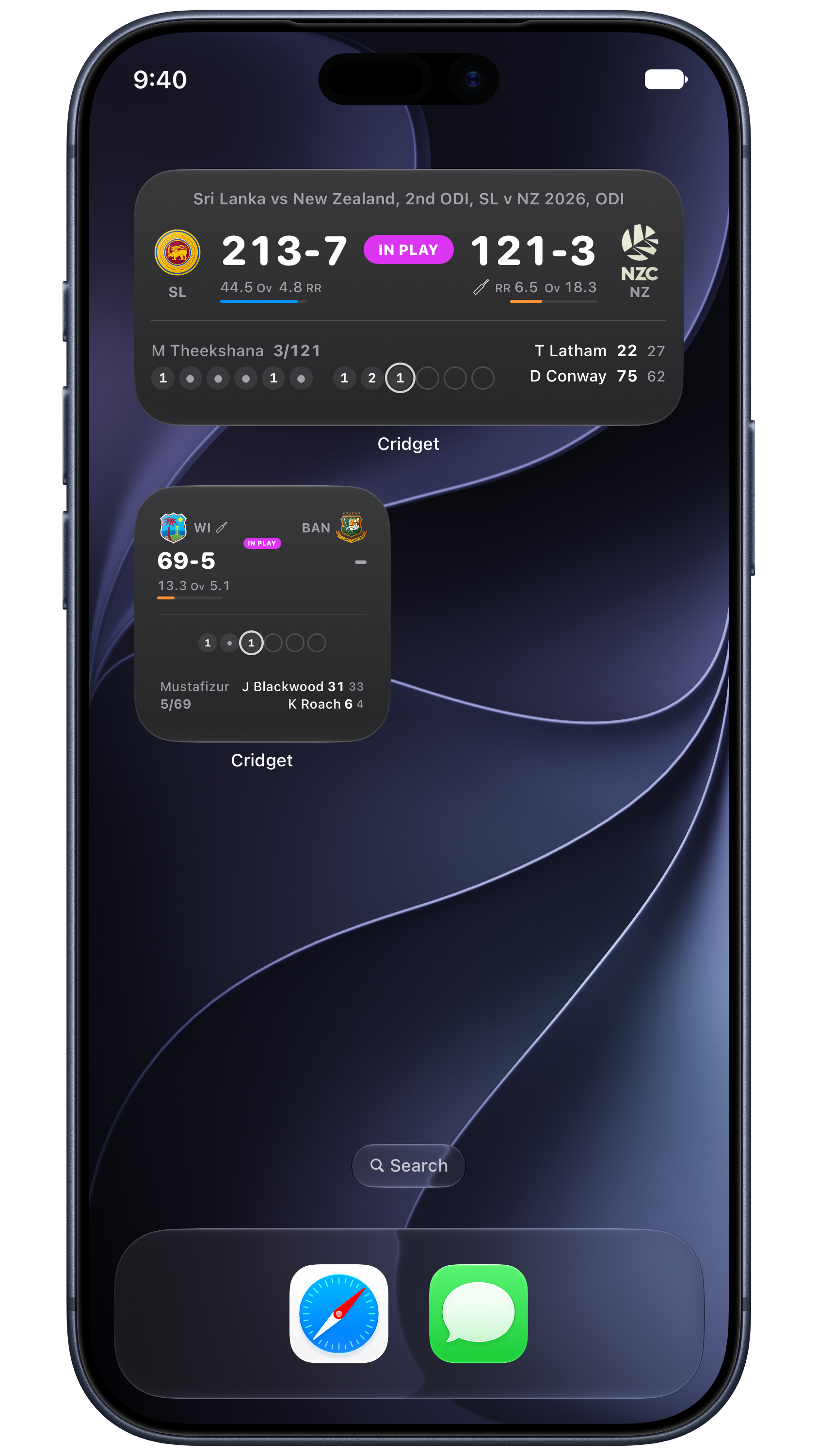 Cridget Home Screen widgets
