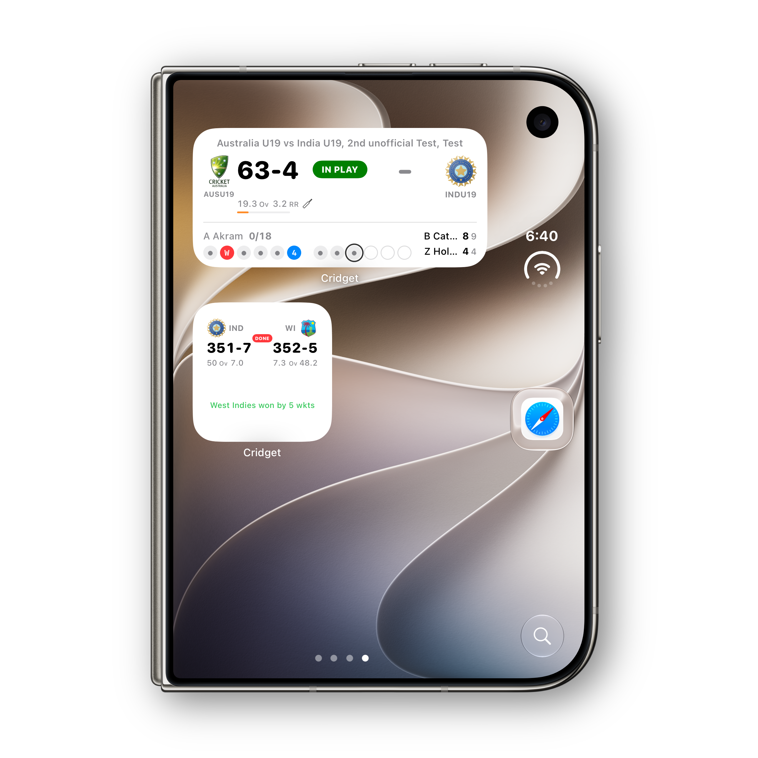 iPhone Duo folded Home Screen widgets, light mode