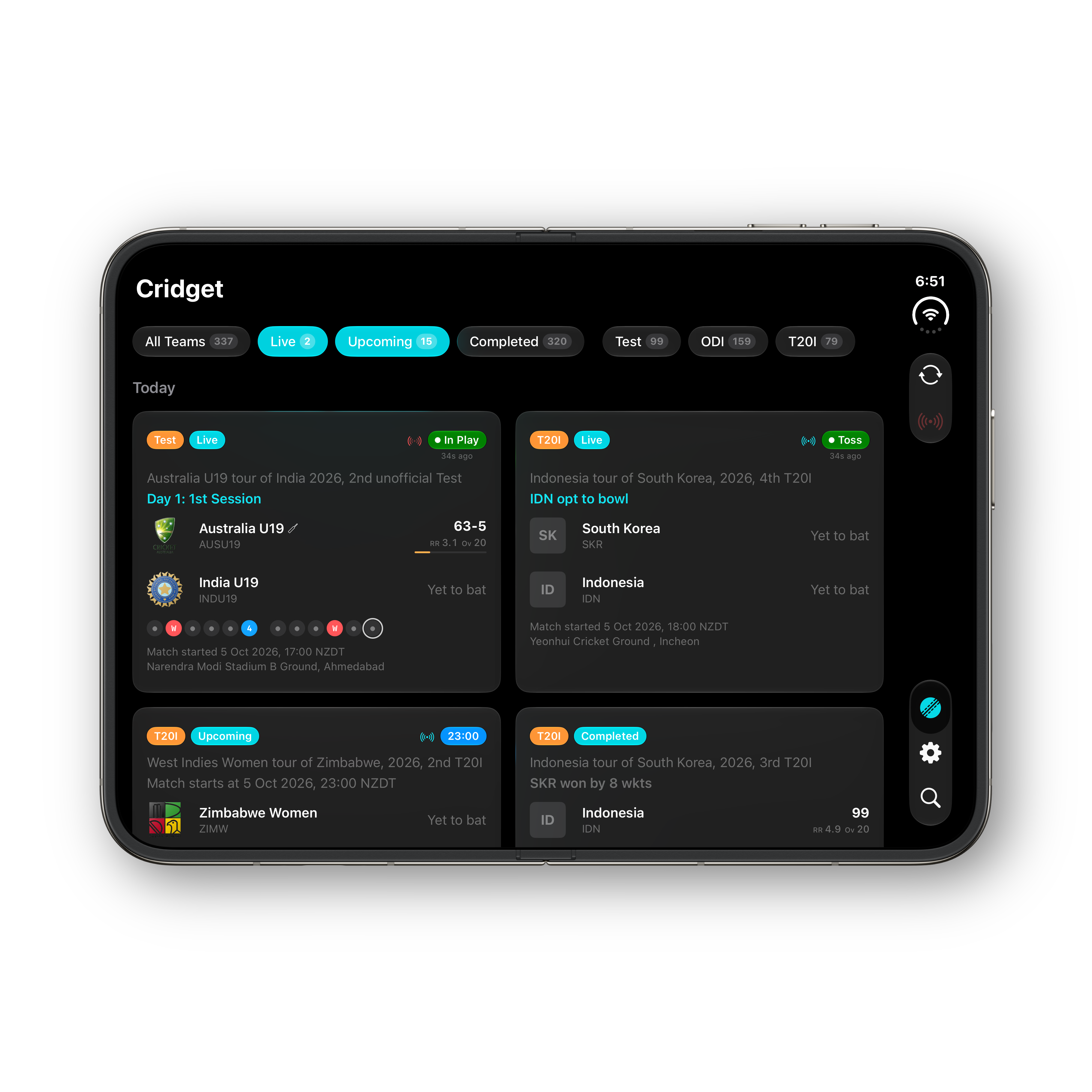 iPhone Duo unfolded match list