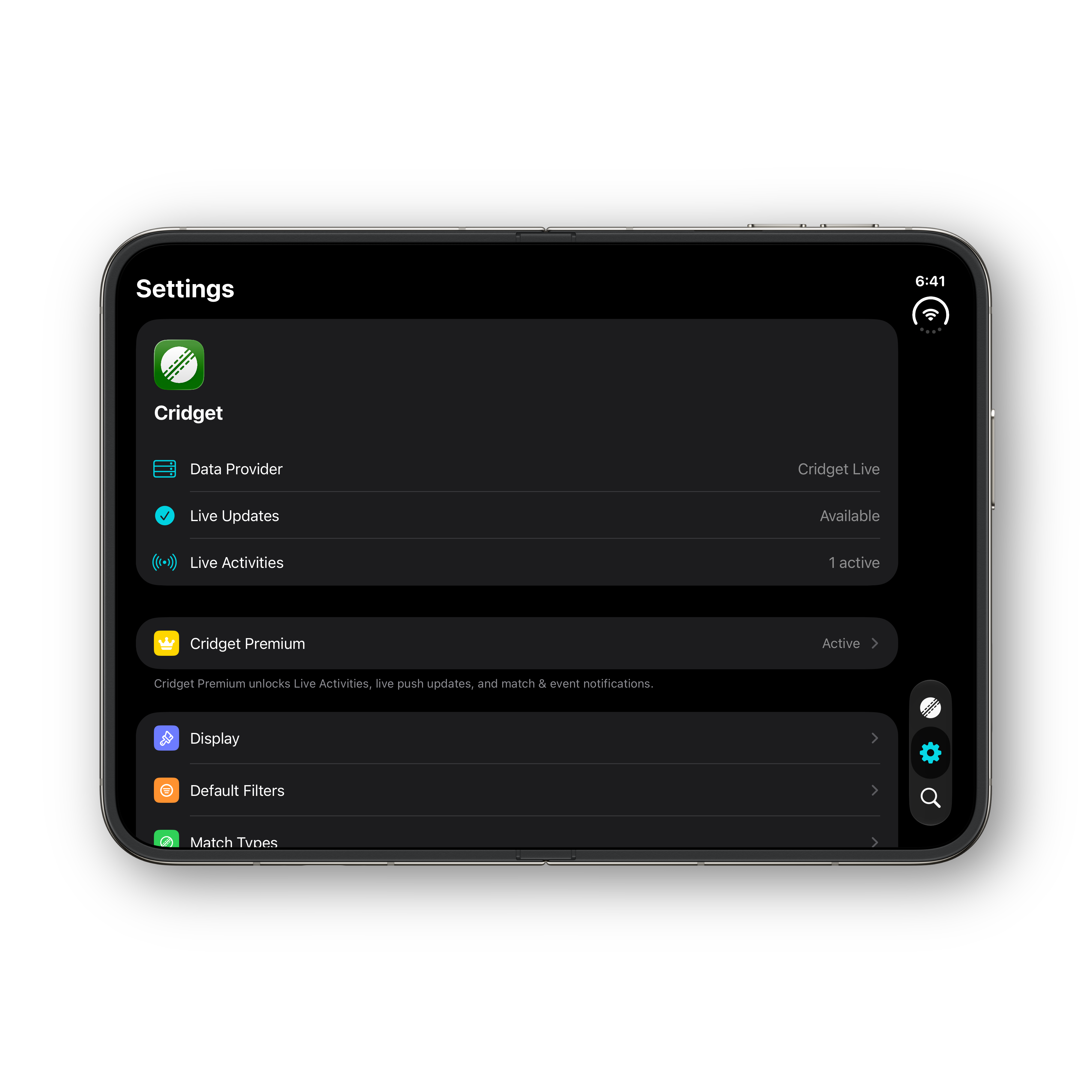 iPhone Duo unfolded settings