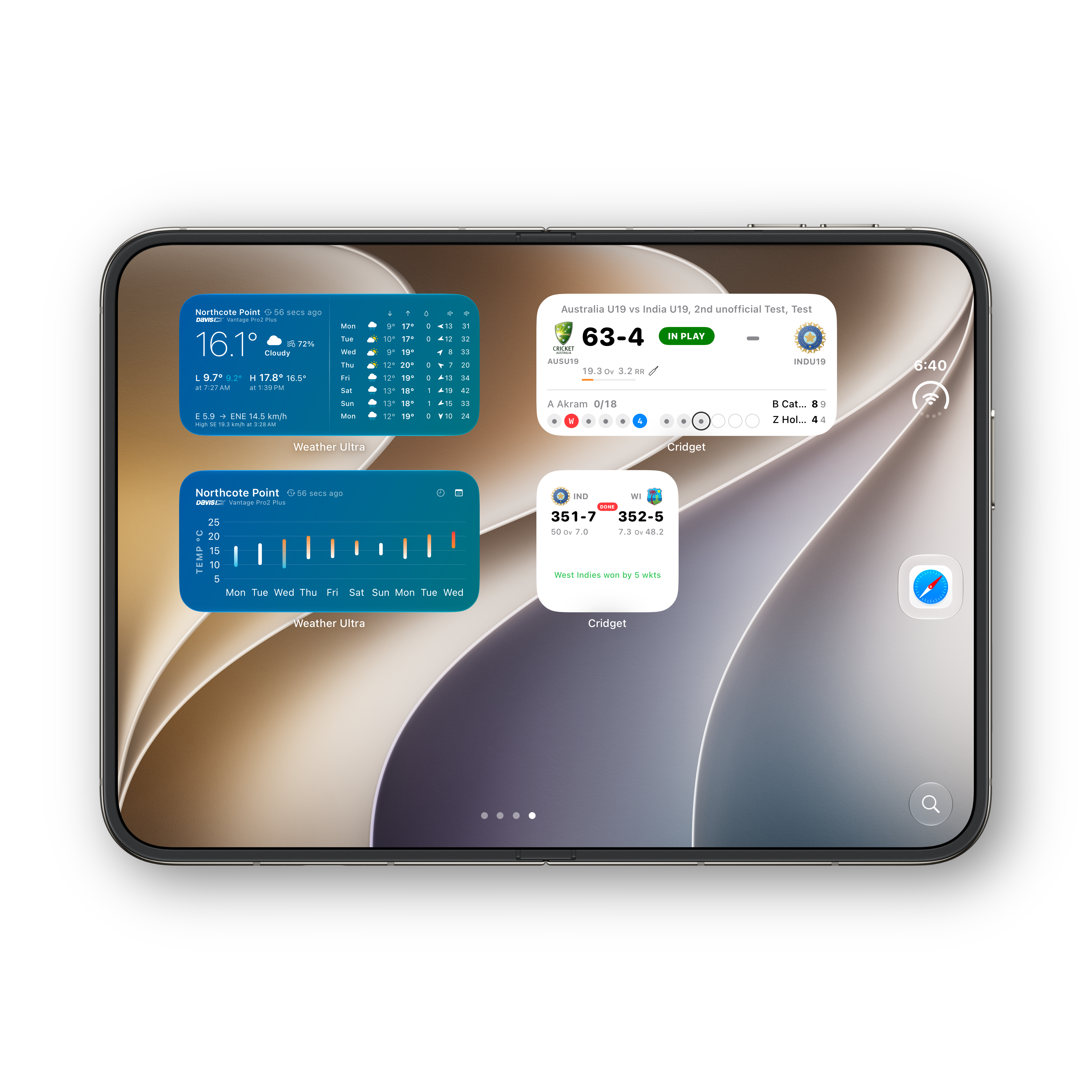 iPhone Duo unfolded Home Screen widgets, light mode