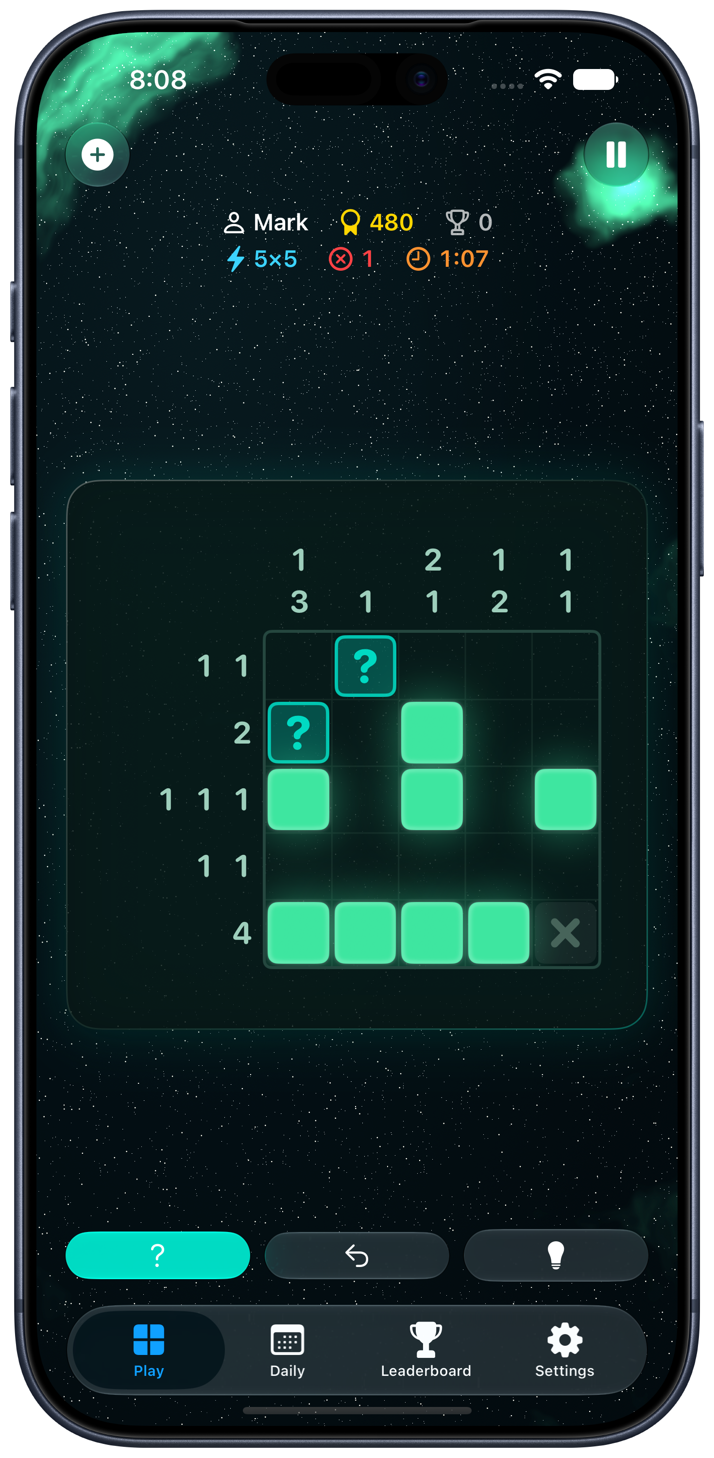 Nonogram Ultra iPhone puzzle, Aurora theme