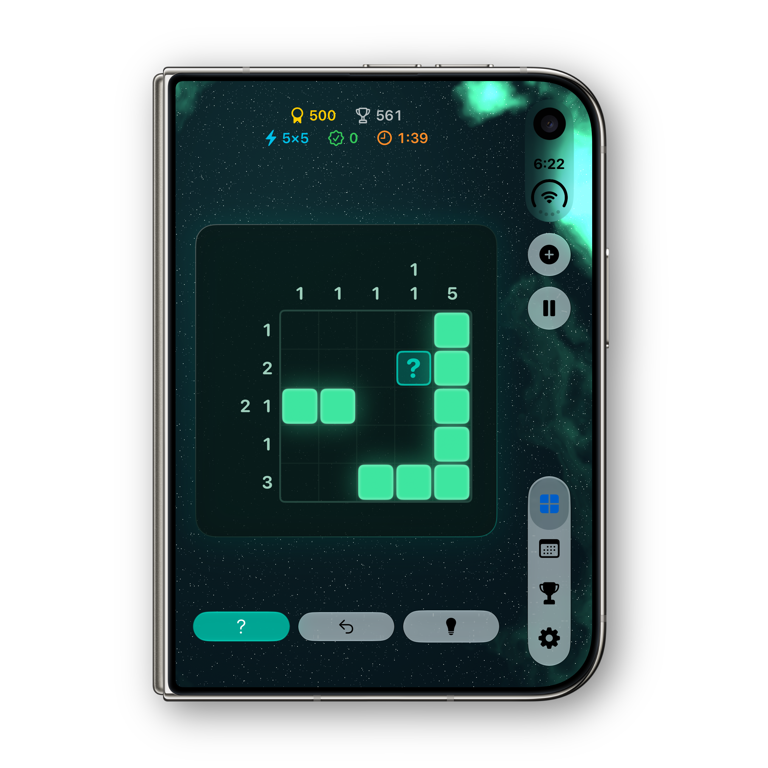 Nonogram Ultra iPhone Duo folded puzzle, Aurora theme