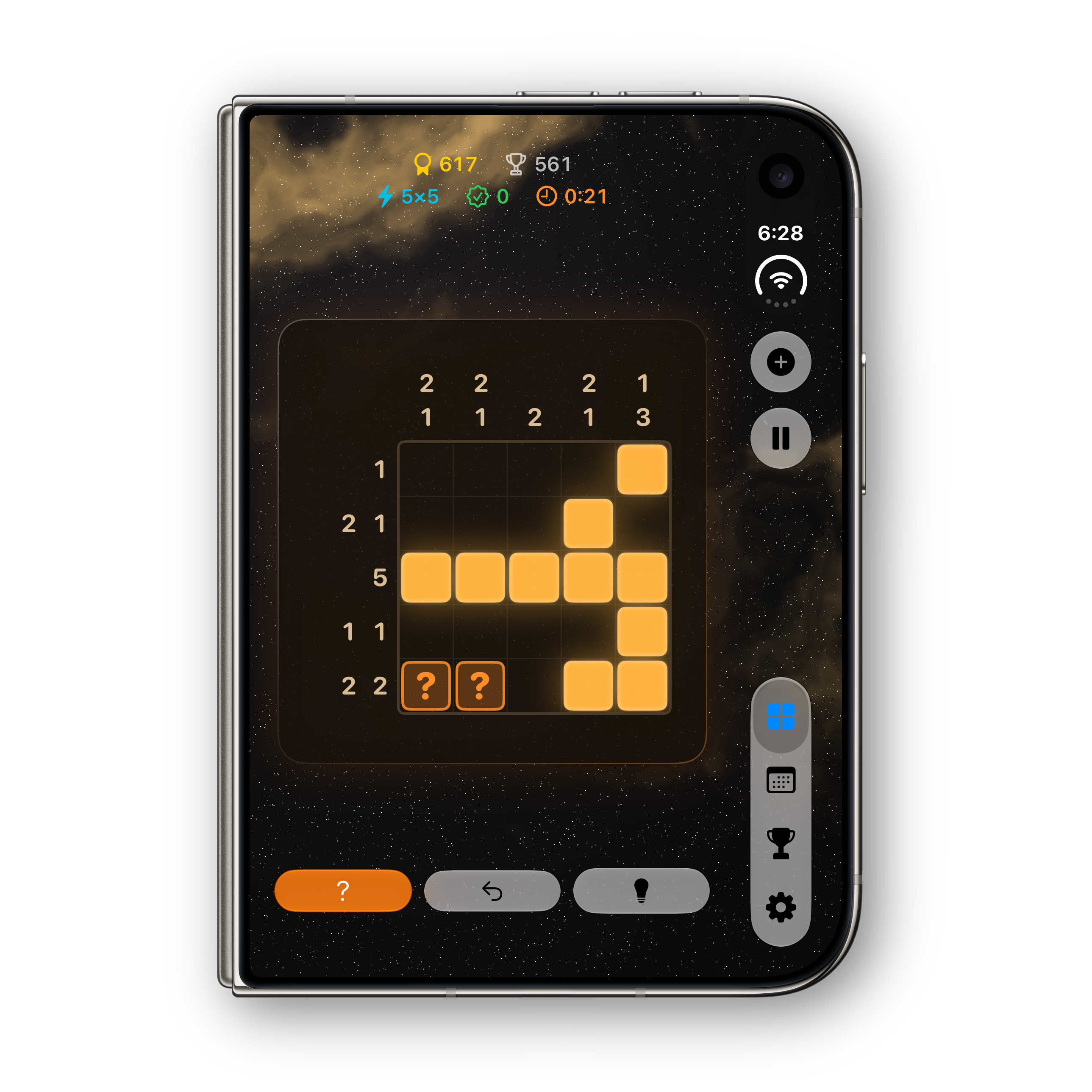 Nonogram Ultra iPhone Duo folded puzzle, Eclipse theme