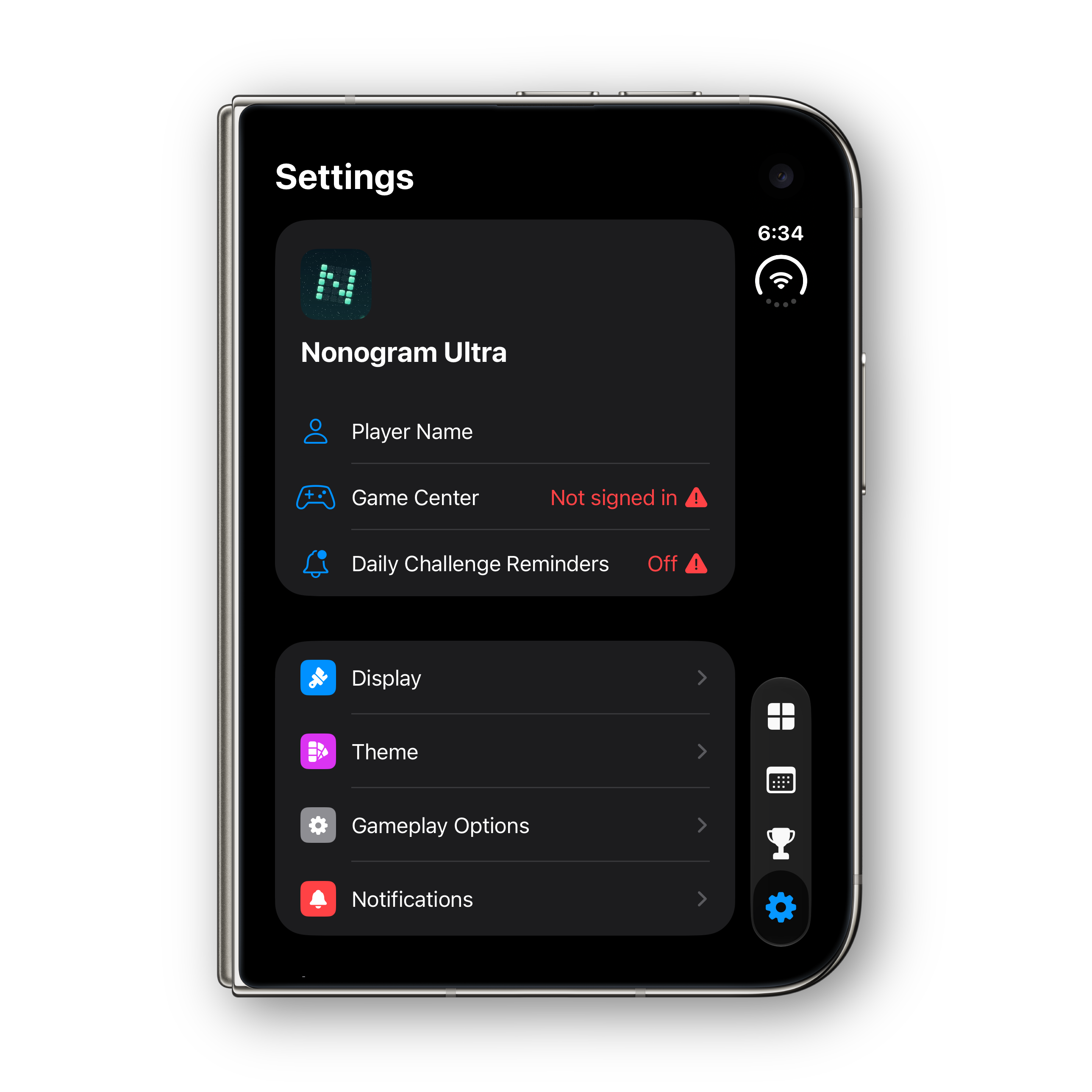 Nonogram Ultra iPhone Duo folded settings