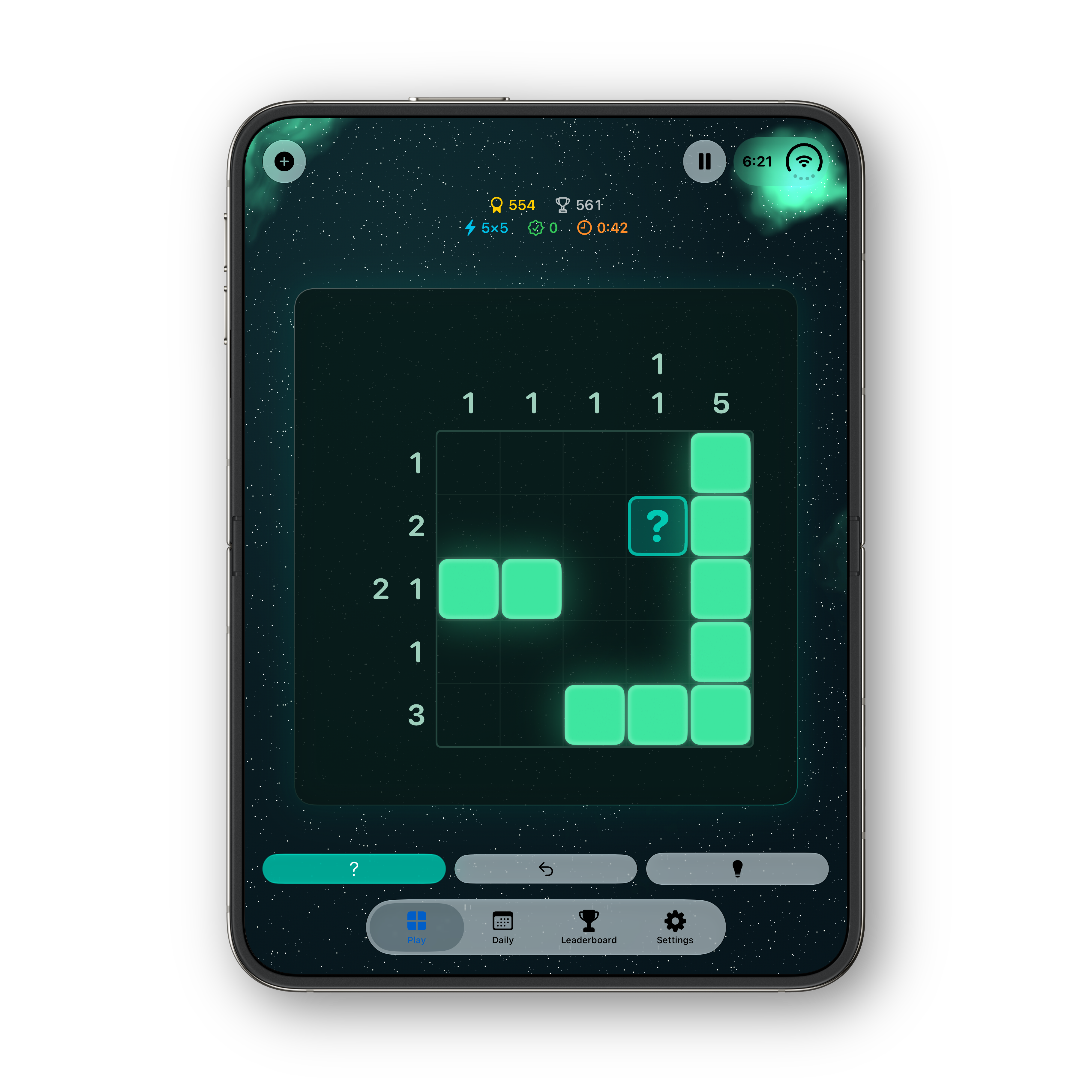 Nonogram Ultra iPhone Duo portrait puzzle, Aurora theme