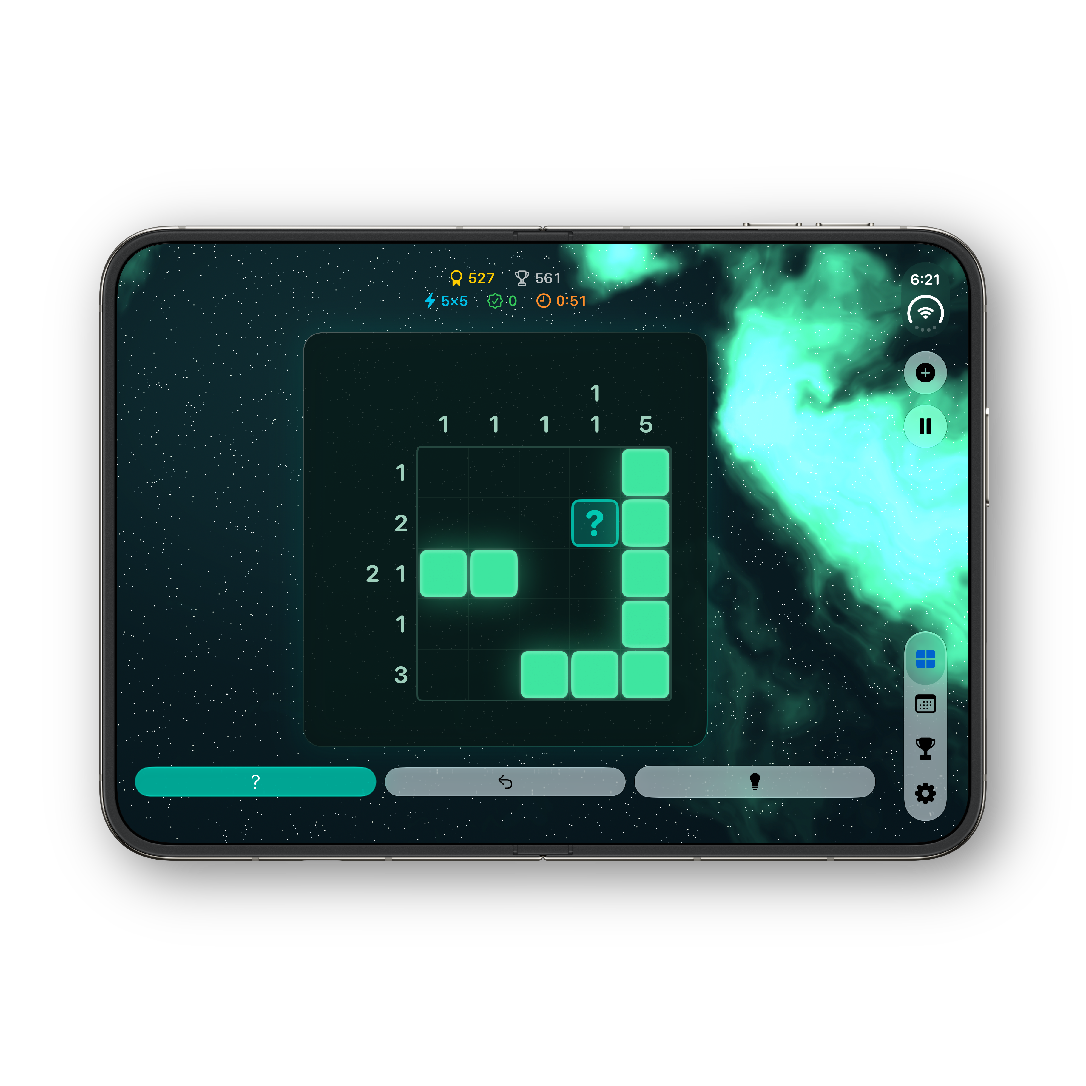 Nonogram Ultra iPhone Duo unfolded puzzle, Aurora theme