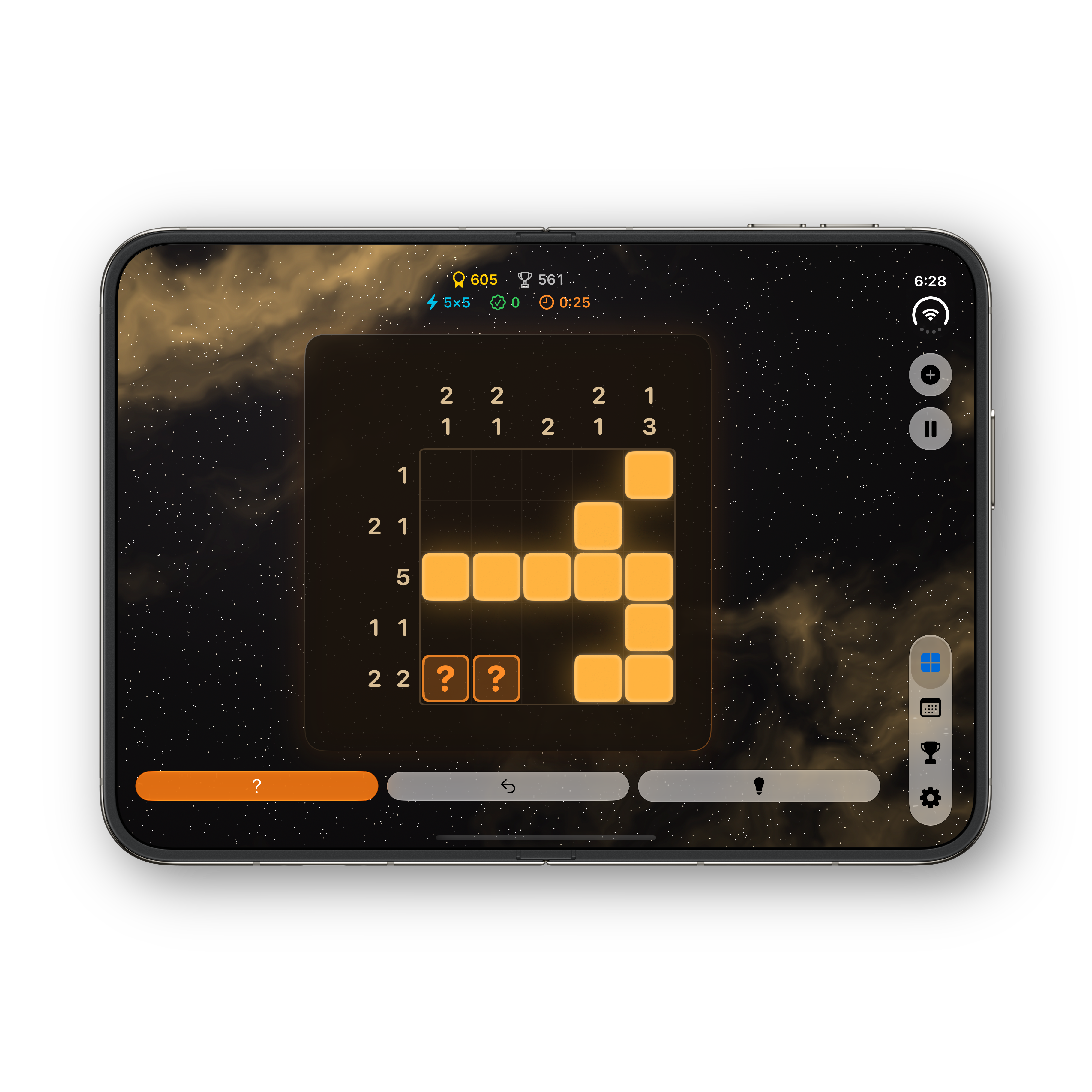 Nonogram Ultra iPhone Duo unfolded puzzle, Eclipse theme