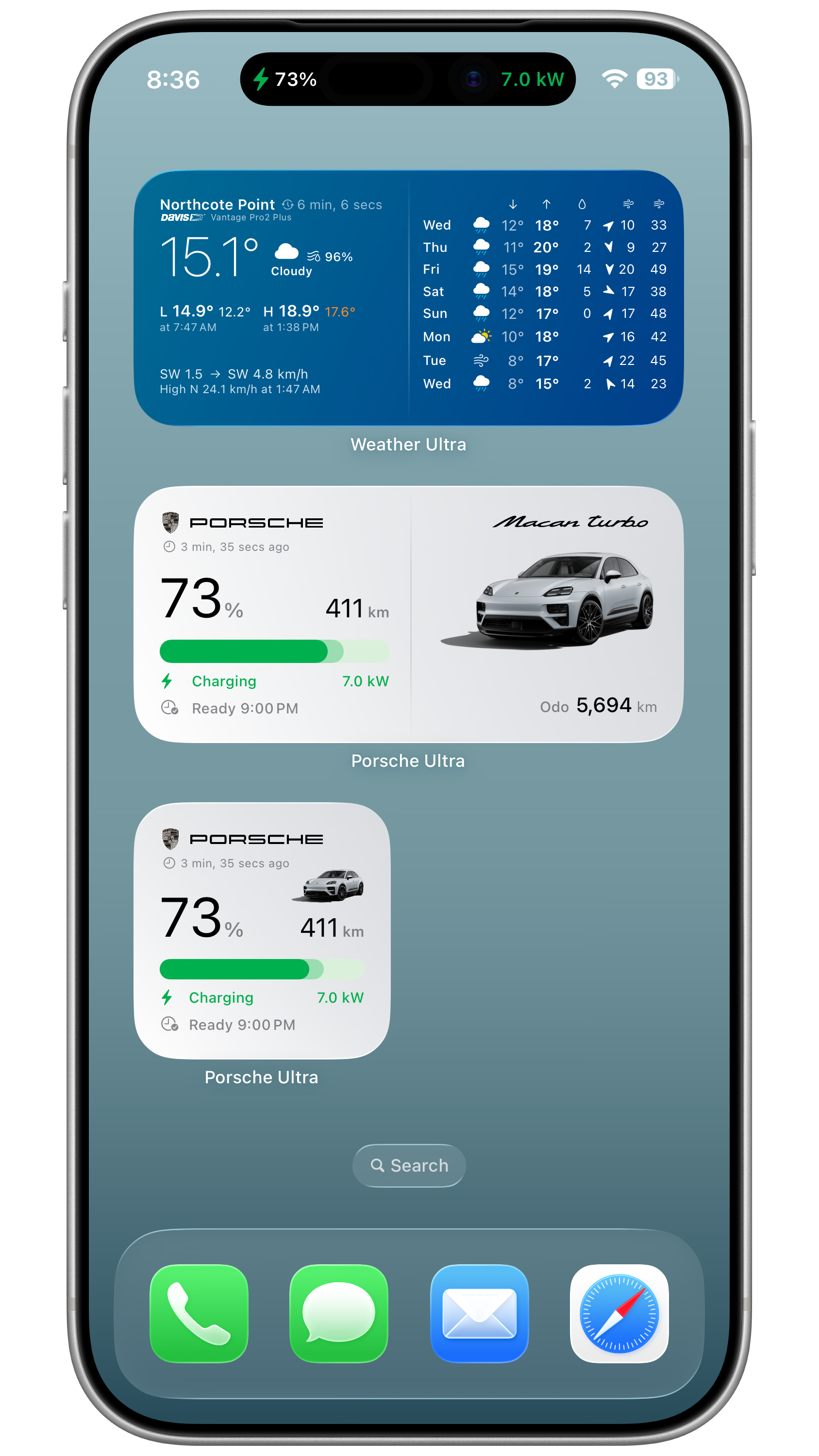 Porsche Ultra Home Screen widgets
