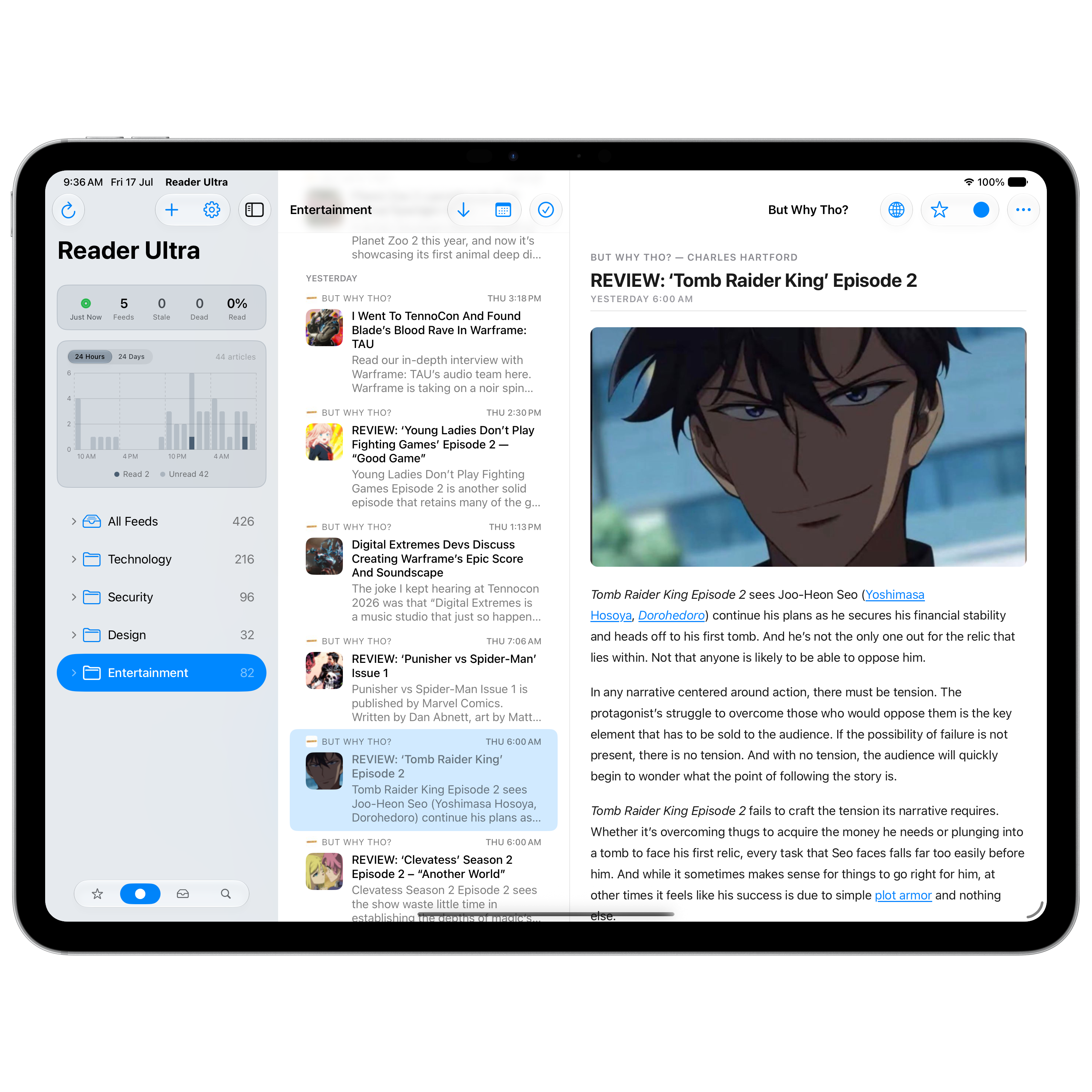 Reader Ultra iPad article, full website view