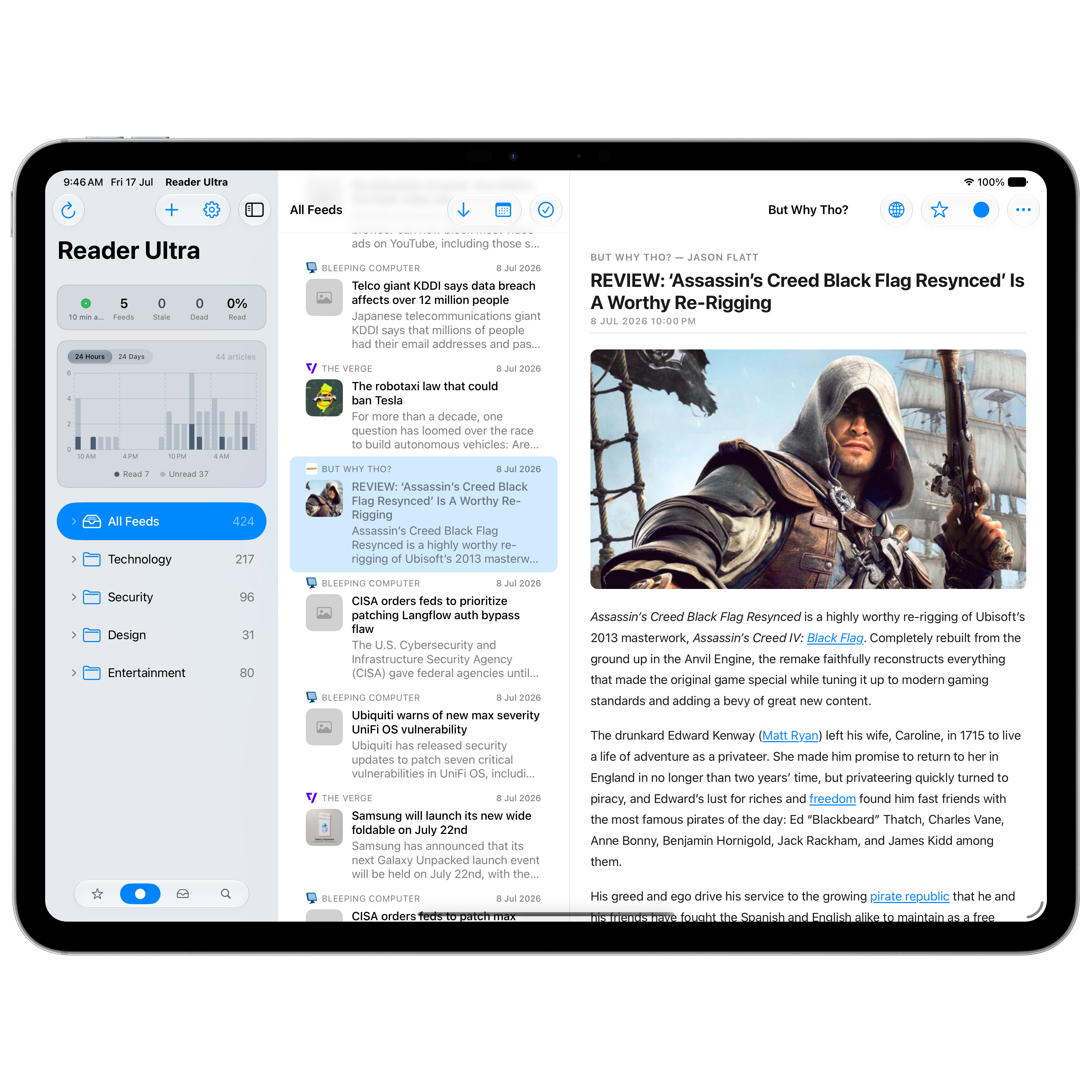 Reader Ultra iPad home
