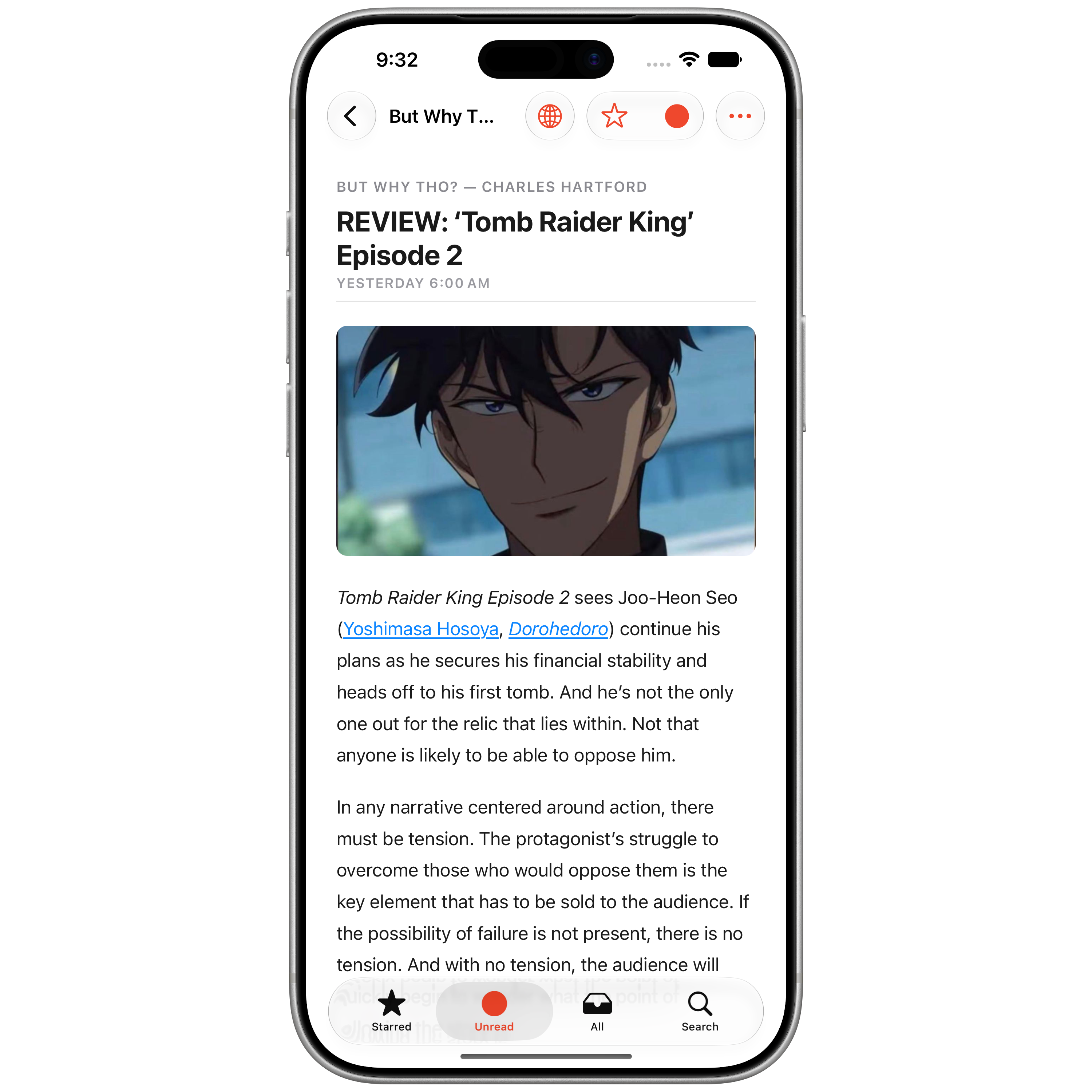 Reader Ultra iPhone article, full website view