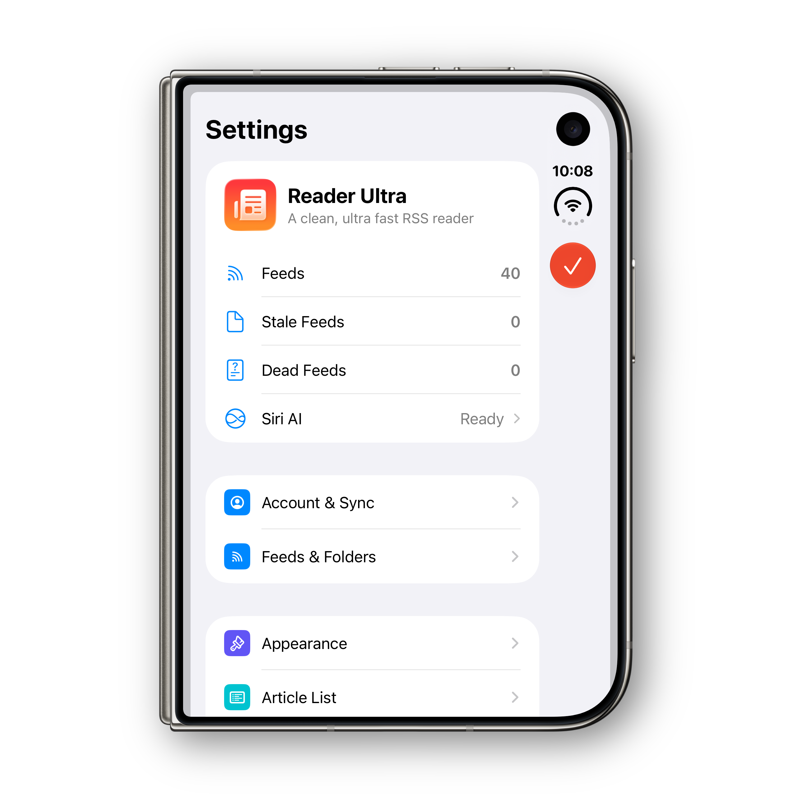 Reader Ultra iPhone Duo folded settings