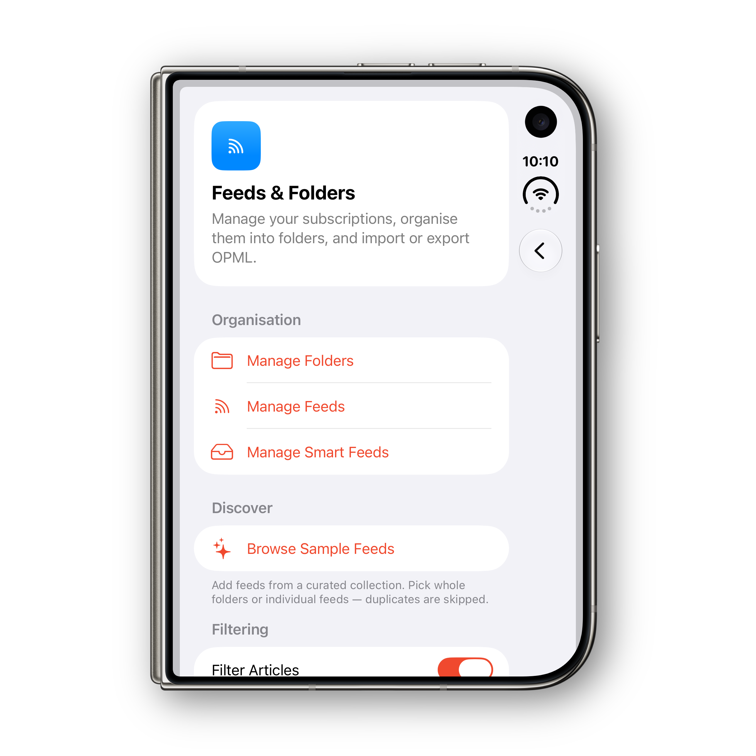 Reader Ultra iPhone Duo folded settings, continued