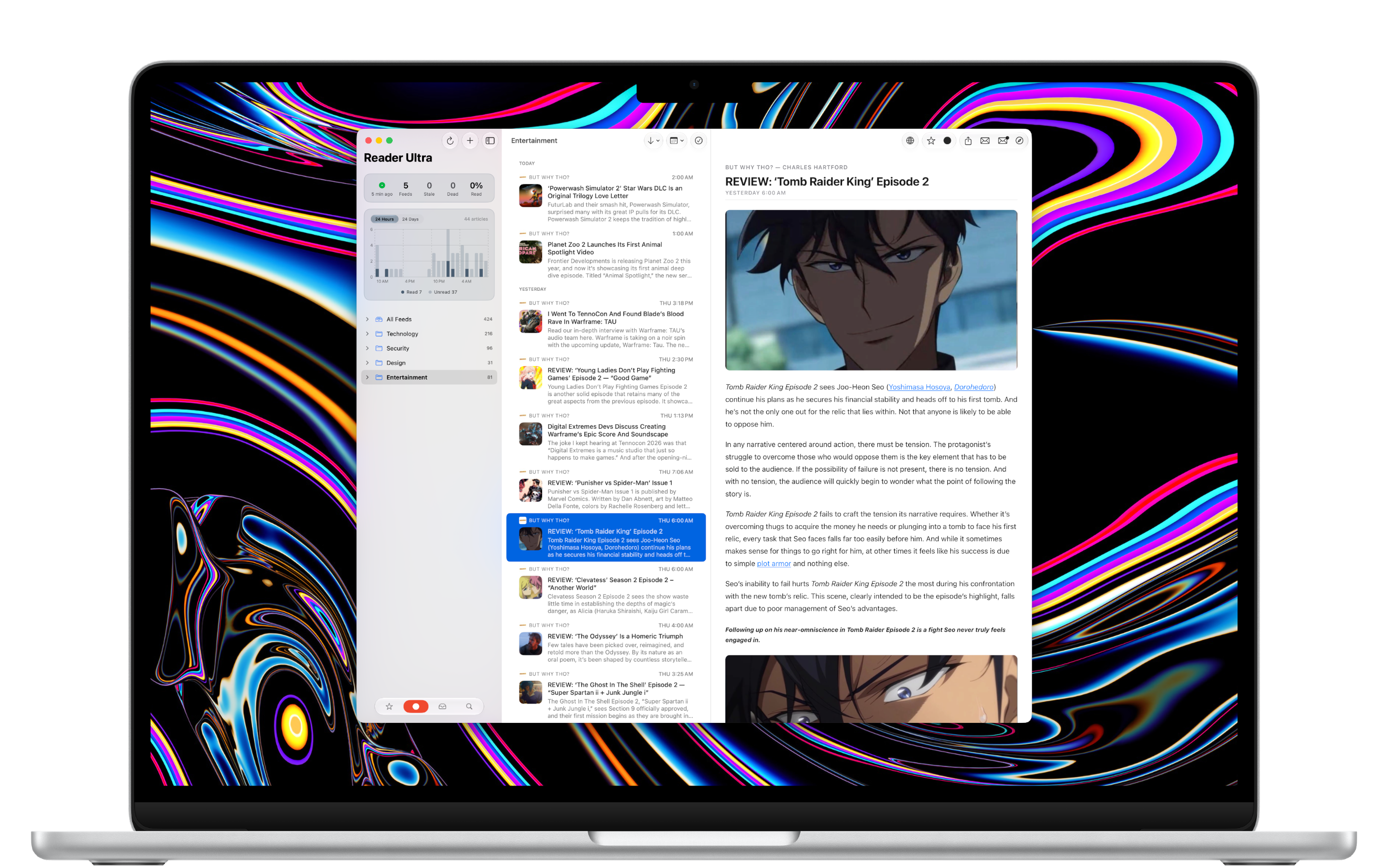Reader Ultra Mac article, full website view