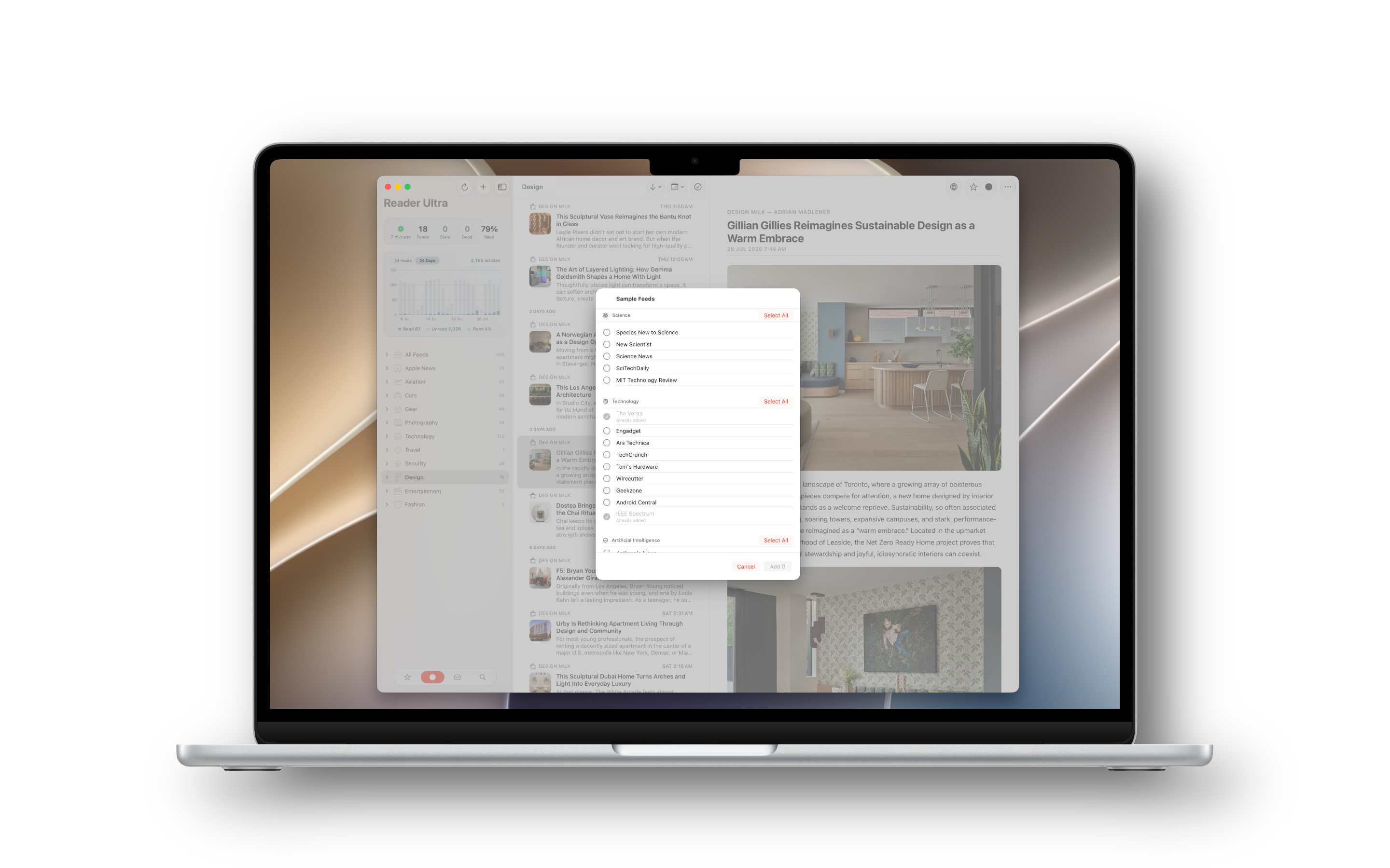 Reader Ultra Mac browsing feeds