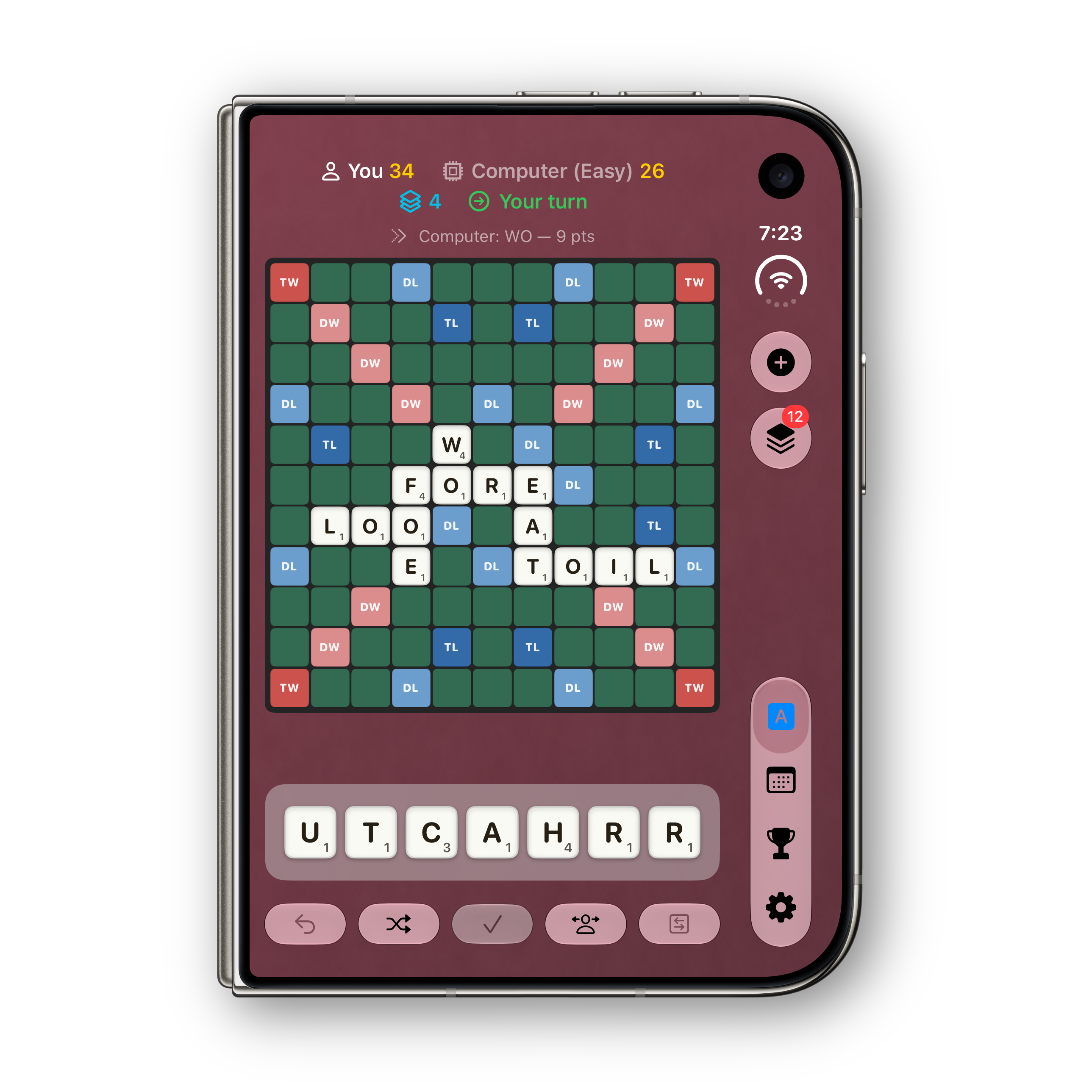 Words Ultra iPhone Duo folded board, dark theme