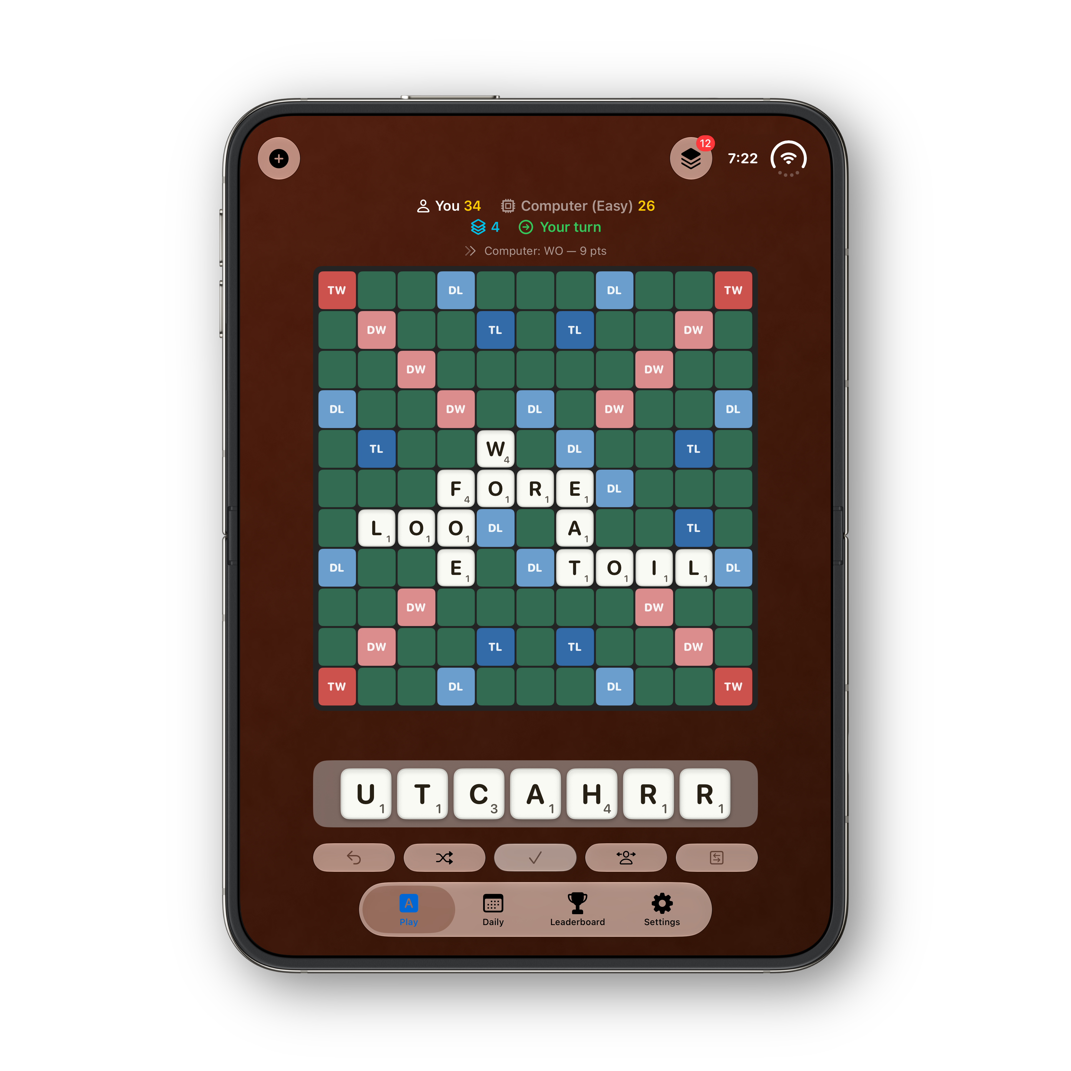 Words Ultra iPhone Duo portrait board, wood theme