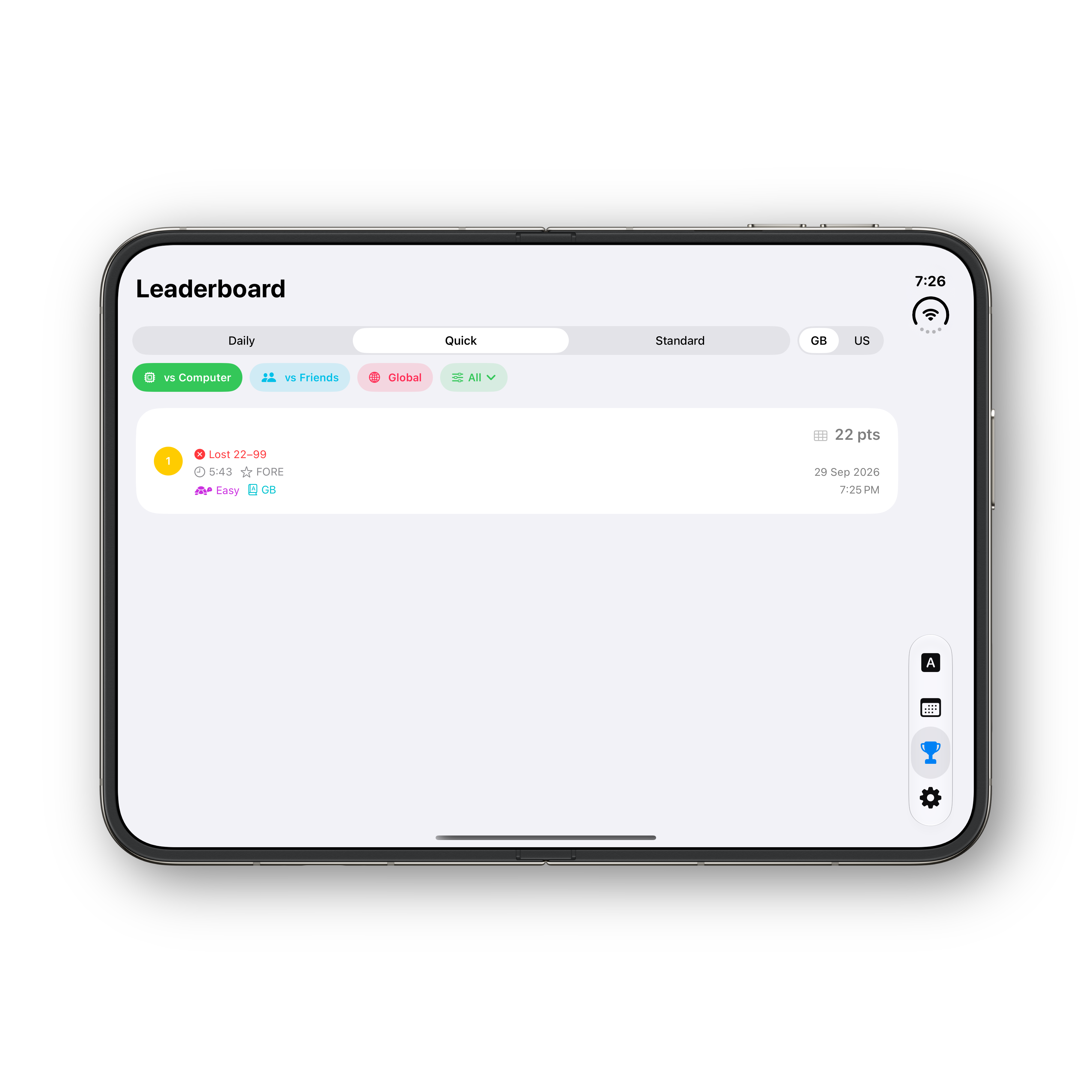 Words Ultra iPhone Duo unfolded leaderboard