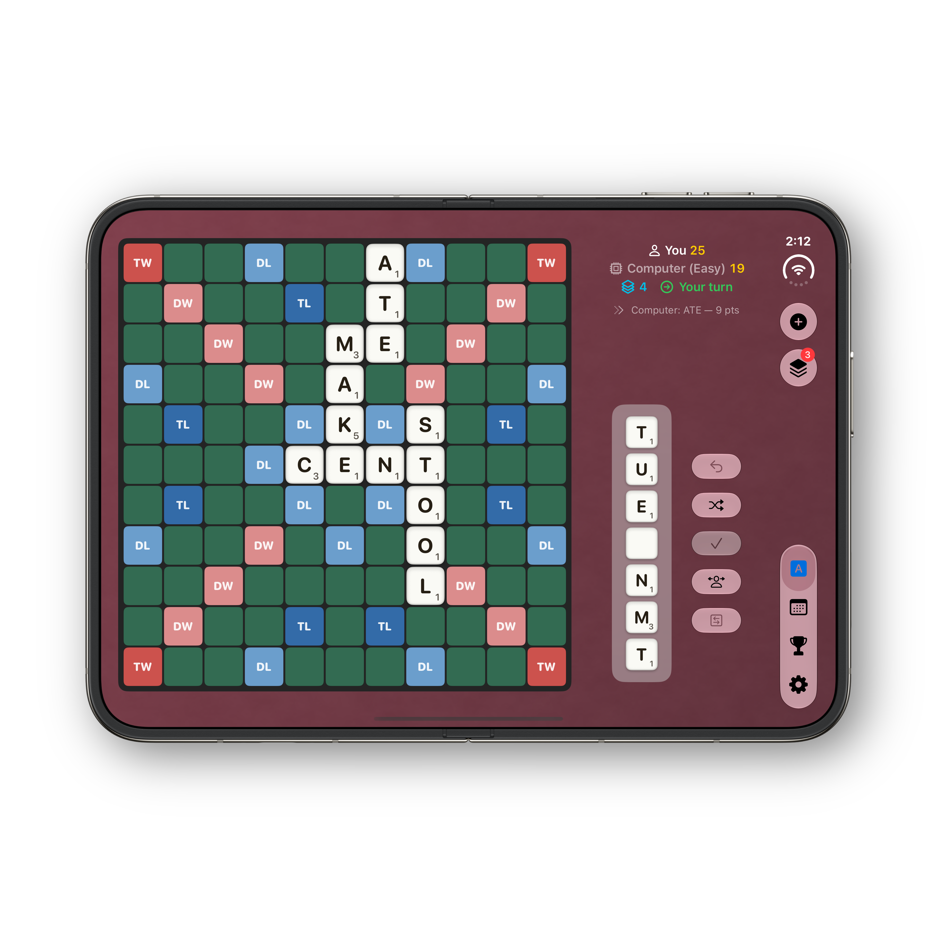 Words Ultra iPhone Duo unfolded board, dark theme