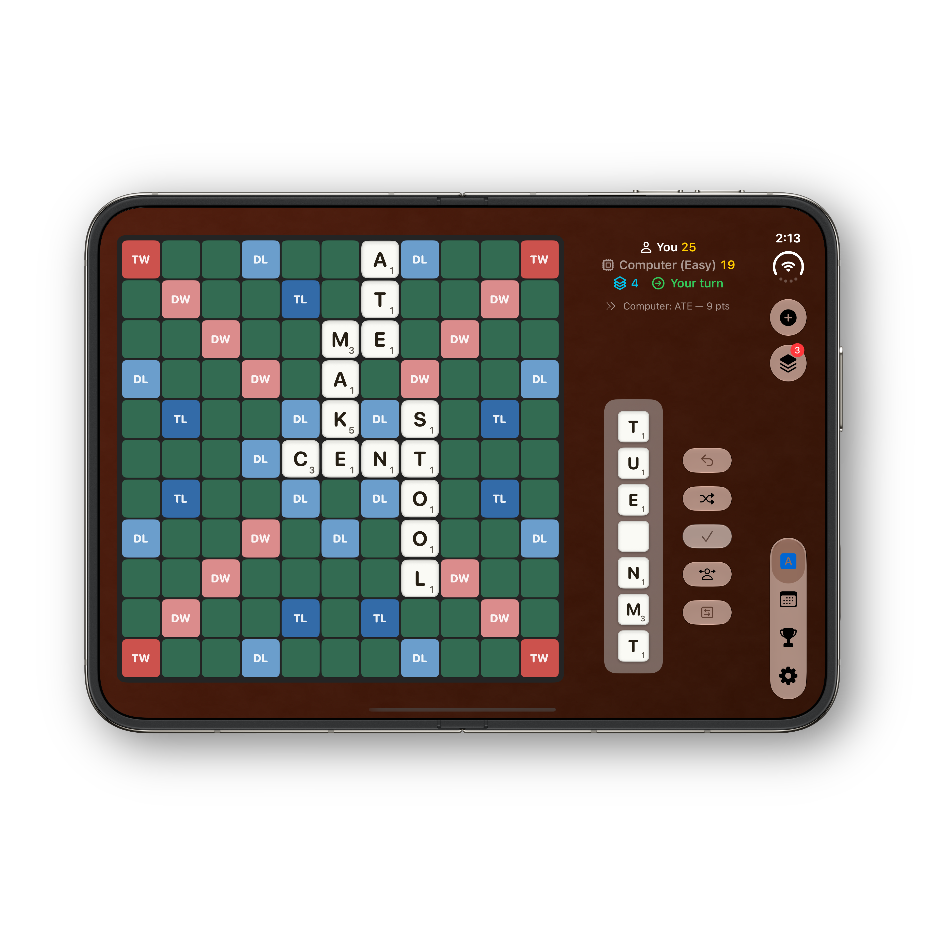 Words Ultra iPhone Duo unfolded board, wood theme
